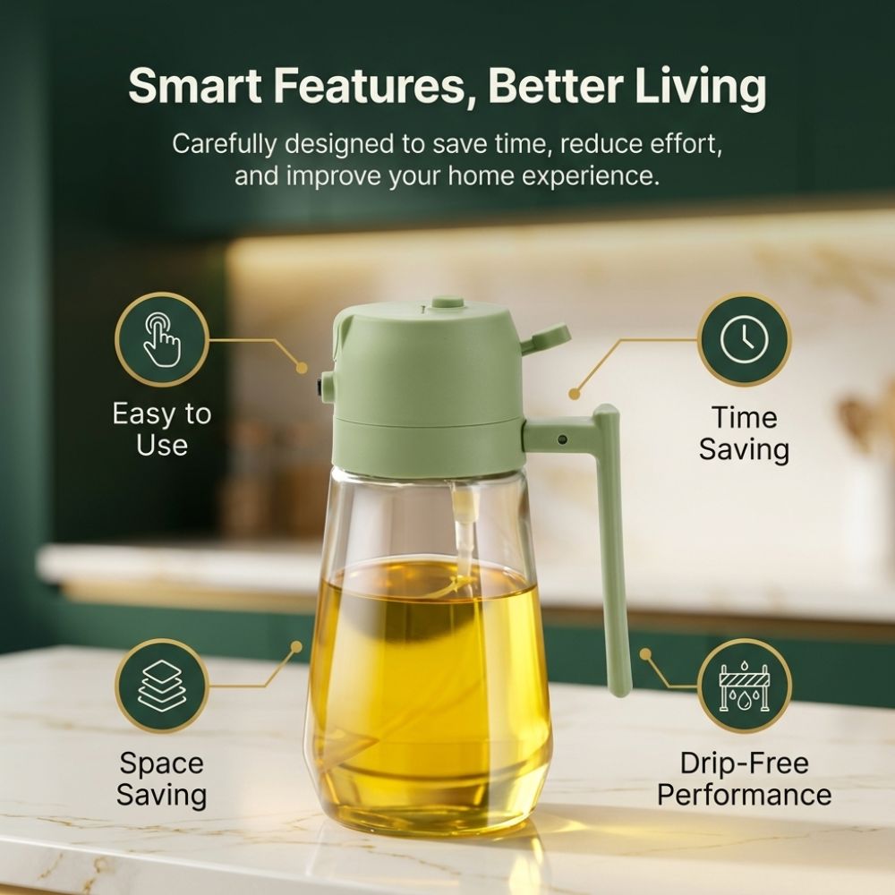 2 In 1 Glass Oil Spray Dispenser 470 ML