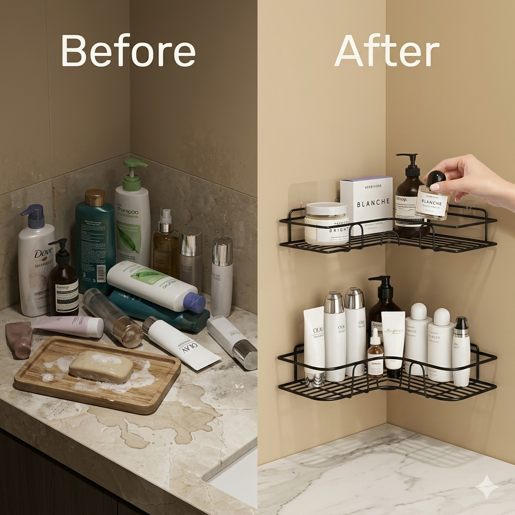 Shower & Kitchen Organizer Wall Shelf